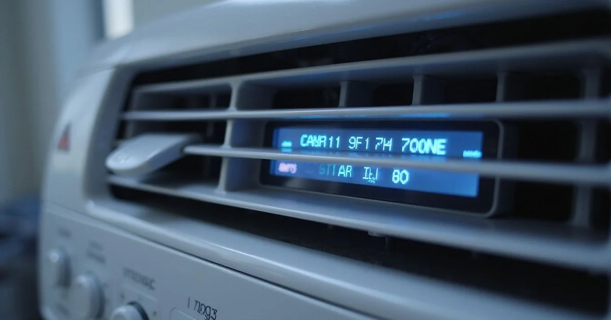 Aircon indoor unit with blinking indicator light showing error code